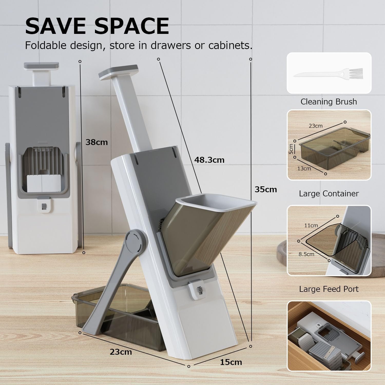 Vihoom Safe Mandoline Slicer for Kitchen 5 in 1 Mandoline Food Slicer Large Vegetable Slicer Potato Onion Slicer Julienne Dicer 5 Blades Rapid Prep Upright Mandoline