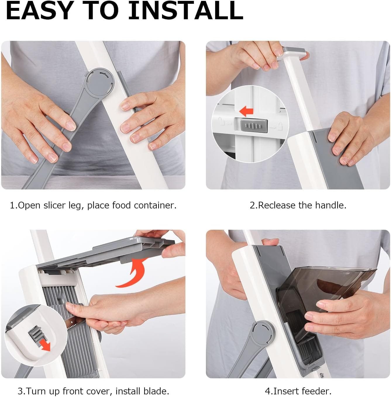 Vihoom Safe Mandoline Slicer for Kitchen 5 in 1 Mandoline Food Slicer Large Vegetable Slicer Potato Onion Slicer Julienne Dicer 5 Blades Rapid Prep Upright Mandoline