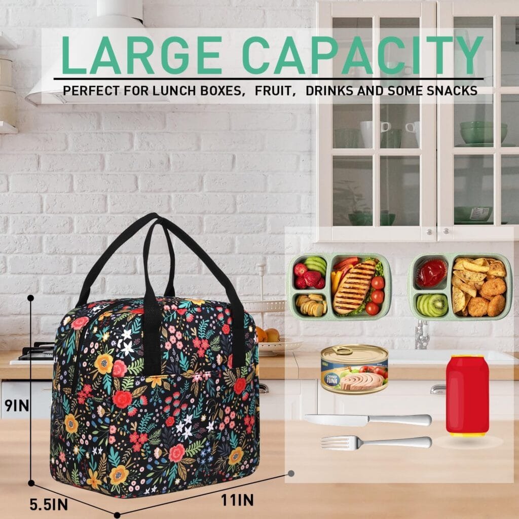 VLM Lunch Bags for Women,Leakproof Insulated Floral Lunch Box with Adjustable Shoulder Strap Reusable Zipper Cooler Tote Bag for Work,Picnic,Camping VLM Lunch Bags for Women,Leakproof Insulated Floral Lunch Box with Adjustable Shoulder Strap Reusable Zipper Cooler Tote Bag for Work,Picnic,Camping