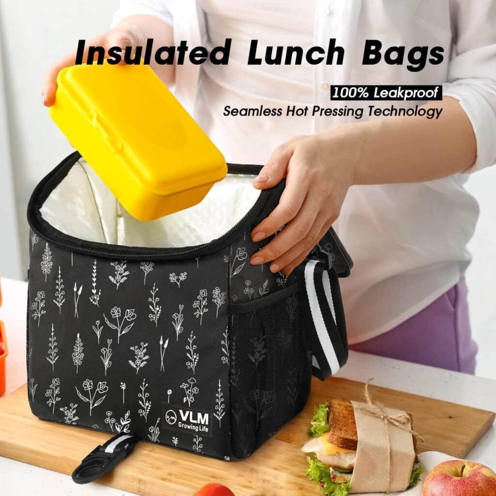 VLM Lunch Bags for Women,Leakproof Insulated Floral Lunch Box with Adjustable Shoulder Strap Reusable Zipper Cooler Tote Bag for Work,Picnic,Camping VLM Lunch Bags for Women,Leakproof Insulated Floral Lunch Box with Adjustable Shoulder Strap Reusable Zipper Cooler Tote Bag for Work,Picnic,Camping