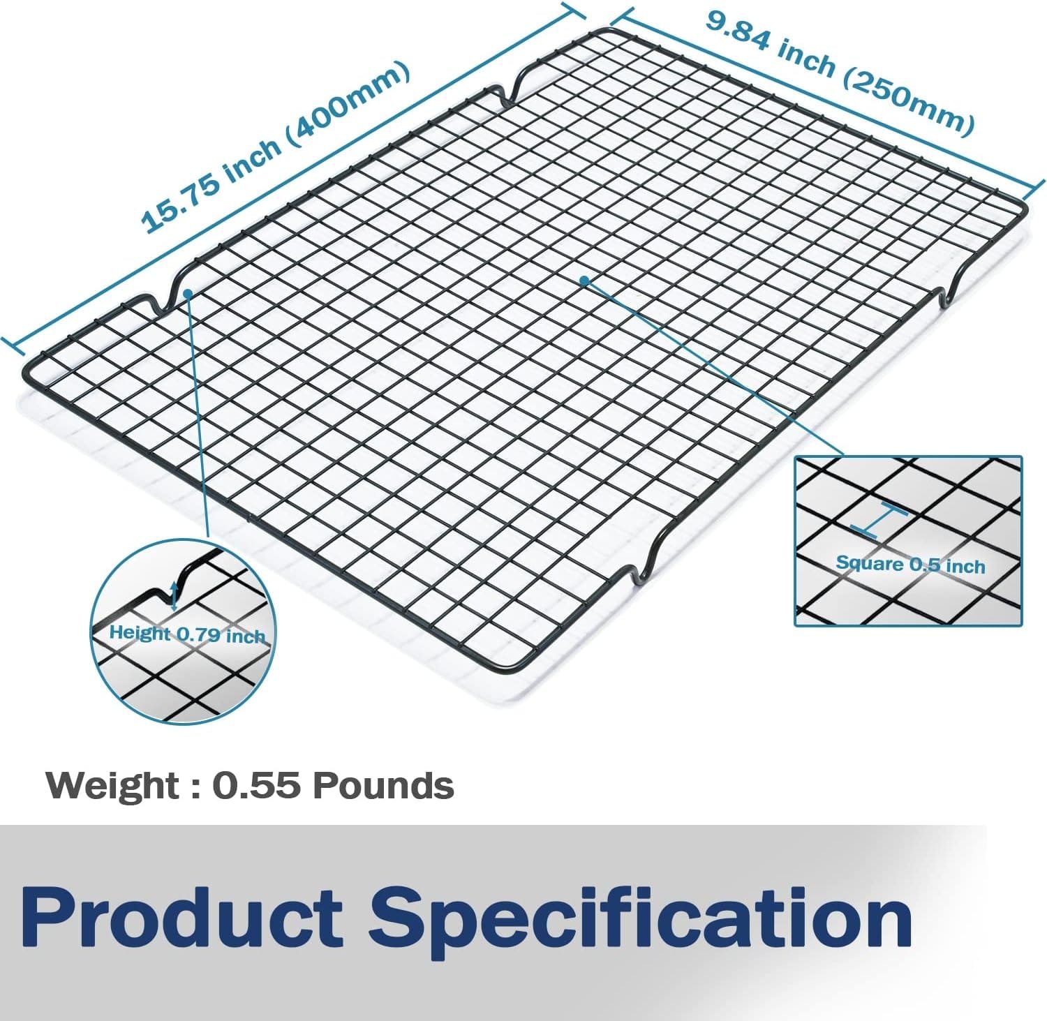 VNIMTI Baking Cooling Rack 2 Sets, Cookie Cooling Racks for Cooking, Baking, Roasting, Grilling, Drying, Oven Safe Wire Rack, 11 * 10 Small Squares Grids