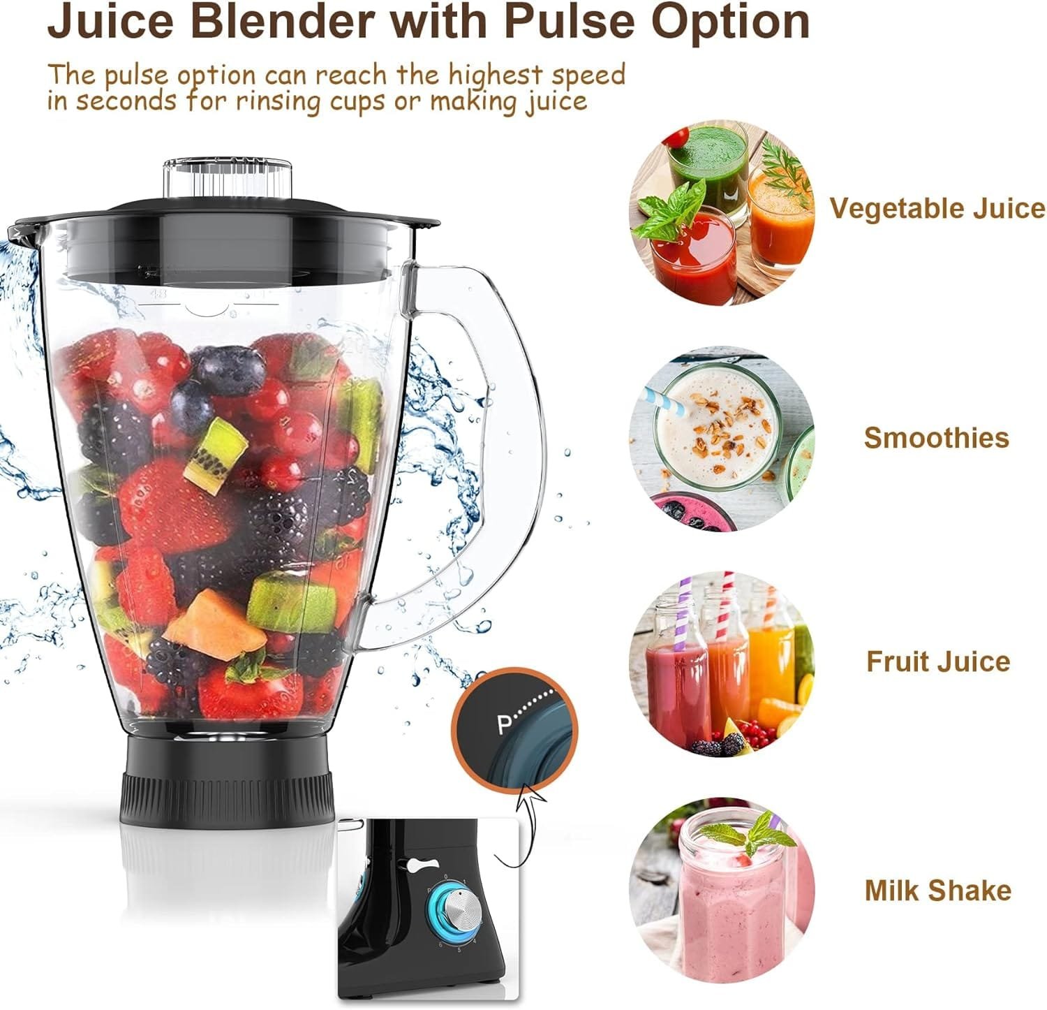 Vospeed 9 IN 1 Stand Mixer, 850W Tilt-Head Multifunctional Electric Mixer with 7.5 QT Stainless Steel Bowl, 1.5L Glass Jar, Meat Grinder, Hook, Whisk, Beater Dishwasher Safe - Black Vospeed 9 IN 1 Stand Mixer, 850W Tilt-Head Multifunctional Electric Mixer with 7.5 QT Stainless Steel Bowl, 1.5L Glass Jar, Meat Grinder, Hook, Whisk, Beater Dishwasher Safe - Black