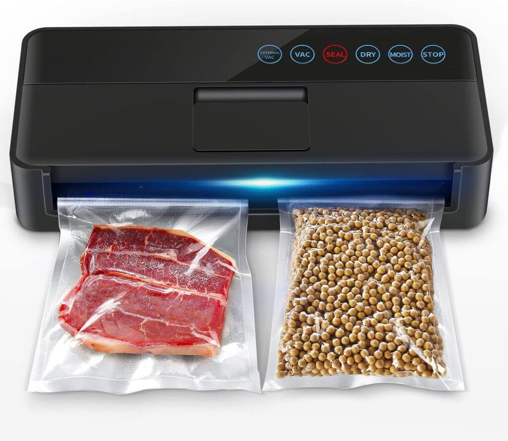 vsdk Vacuum Sealer Machine, Automatic Food Sealer for Food Preservation with vacuum sealers bags, Dry Moist Food Modes,Led Indicator Lights, Compact Design Full Automatic Food Sealer 95 Kpa-Black