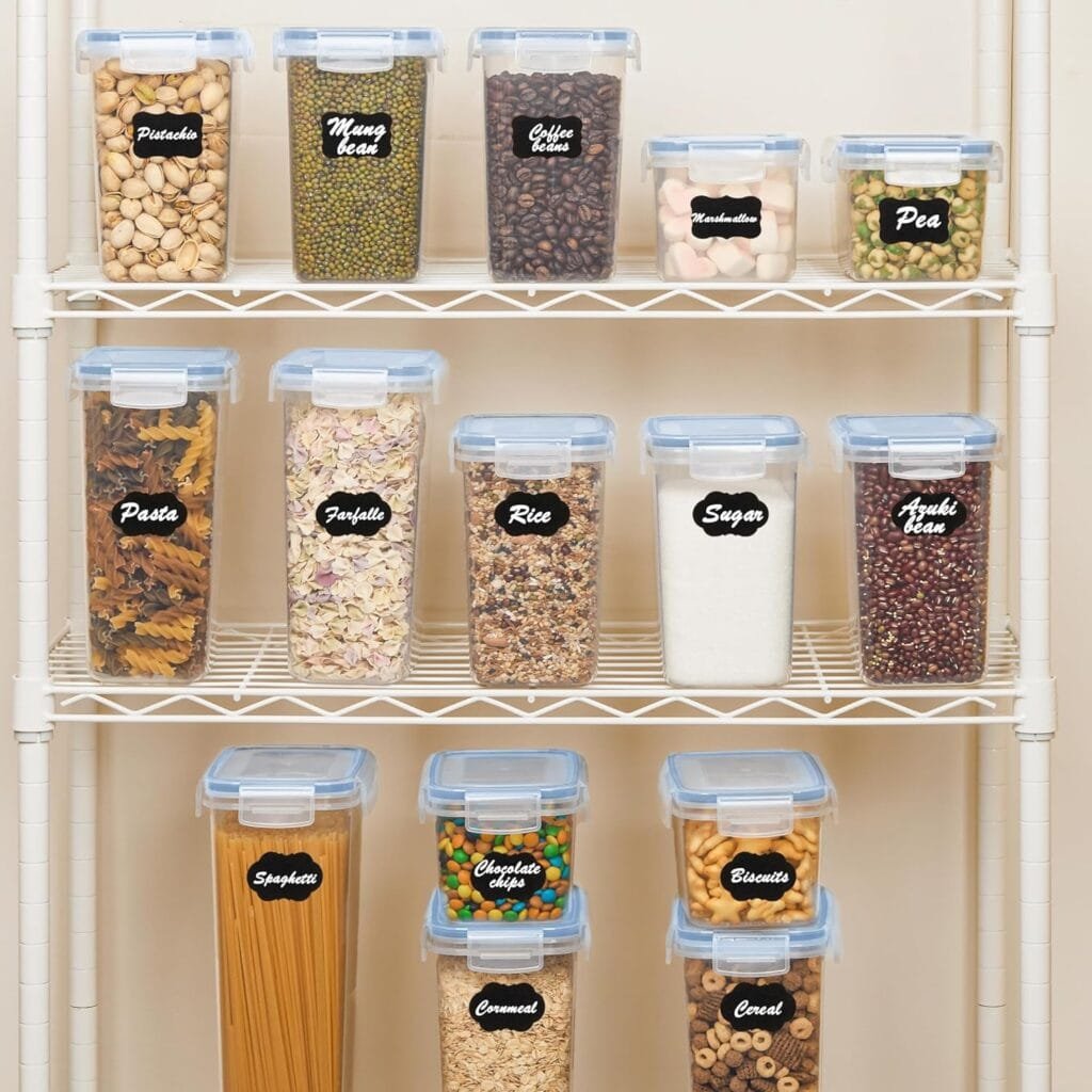Vtopmart Airtight Food Storage Containers Set with Lids, 15pcs BPA Free Plastic Dry Food Canisters for Kitchen Pantry Organization and Storage, Dishwasher safe,Include 24 Labels, Black Vtopmart Airtight Food Storage Containers Set with Lids, 15pcs BPA Free Plastic Dry Food Canisters for Kitchen Pantry Organization and Storage, Dishwasher safe,Include 24 Labels, Black