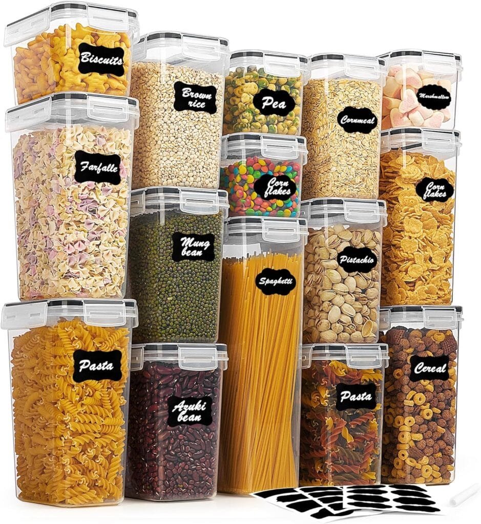 Vtopmart Airtight Food Storage Containers Set with Lids, 15pcs BPA Free Plastic Dry Food Canisters for Kitchen Pantry Organization and Storage, Dishwasher safe,Include 24 Labels, Black Vtopmart Airtight Food Storage Containers Set with Lids, 15pcs BPA Free Plastic Dry Food Canisters for Kitchen Pantry Organization and Storage, Dishwasher safe,Include 24 Labels, Black