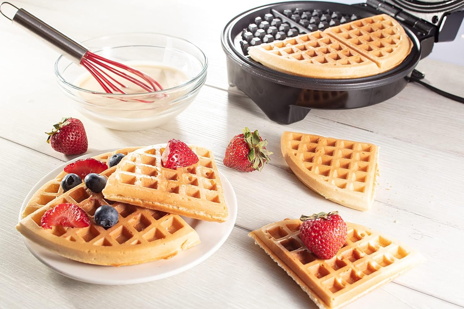 Waffle Maker by Cucina Pro - Non-Stick Waffler Iron with Adjustable Browning Control, Griddle Makes 7 Inch Thin, American Style Waffles for Breakfast, Homemade Valentine Breakfast Gift for Her or Him