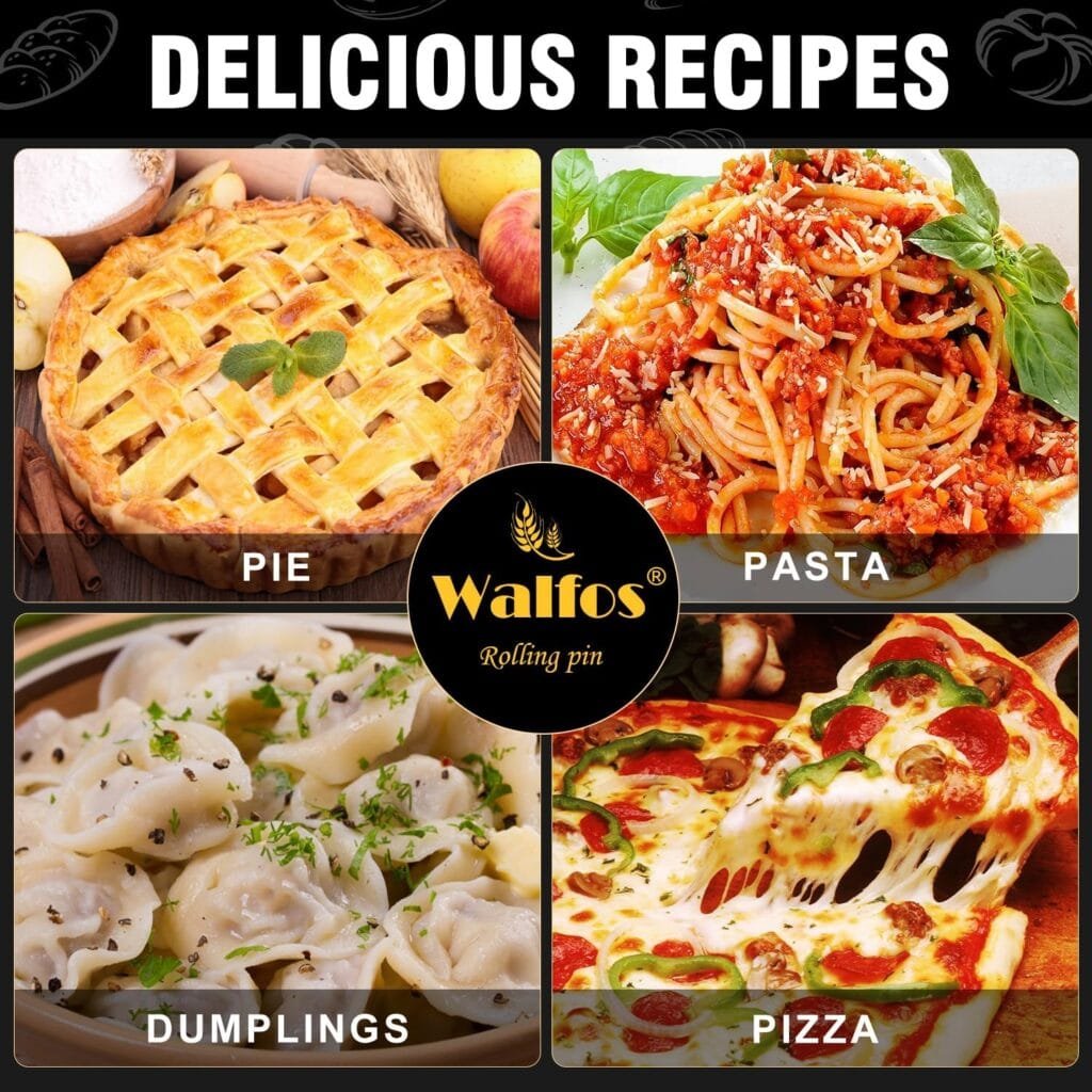 Walfos Marble Rolling Pin With Wooden Handles  Wood Cradle, 16.5 Inch Marble Rolling Pins For Making Pizza Dough And Tortillas, Dough Roller For Pie Crust, Cookie, Pasta (Gray  White)