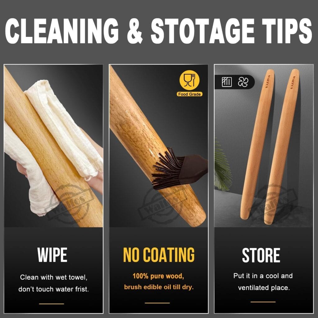 Walfos Marble Rolling Pin With Wooden Handles  Wood Cradle, 16.5 Inch Marble Rolling Pins For Making Pizza Dough And Tortillas, Dough Roller For Pie Crust, Cookie, Pasta (Gray  White)