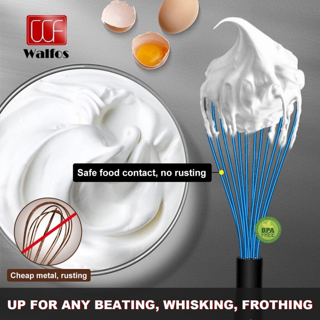 Walfos Whisk, Silicone Whisk Heat Resistant Kitchen Whisks Set of 4- Professional Whisks For Cooking Non Scratch, Balloon Egg Wisk Perfect for Frothing, Blending, Beating Walfos Whisk, Silicone Whisk Heat Resistant Kitchen Whisks Set of 4- Professional Whisks For Cooking Non Scratch, Balloon Egg Wisk Perfect for Frothing, Blending, Beating