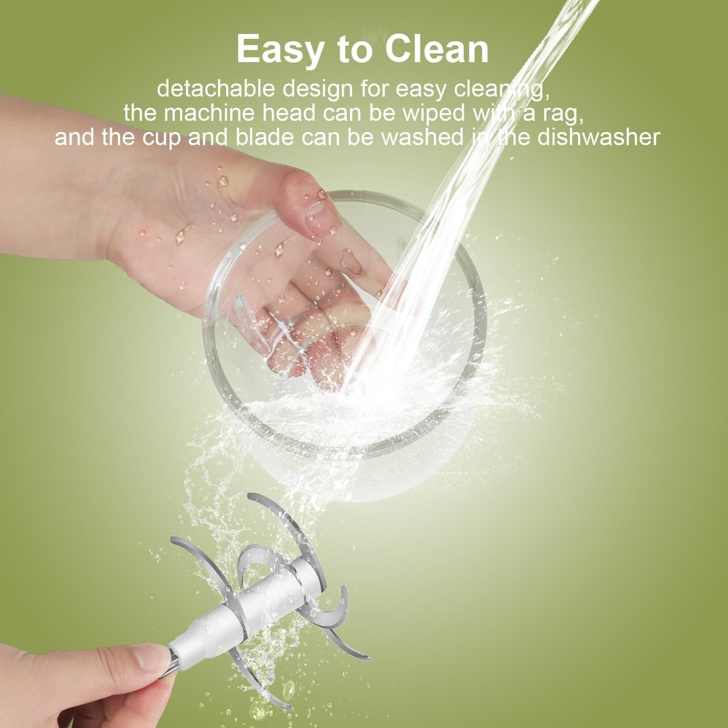 Wancle Food Processors, Multi-Functional Food Chopper, Meat Grinder  Veggie Chopper, Quiet, 600ML Baby Food Maker, One-Touch Operation, 350W, Three-layer Blade(Black)