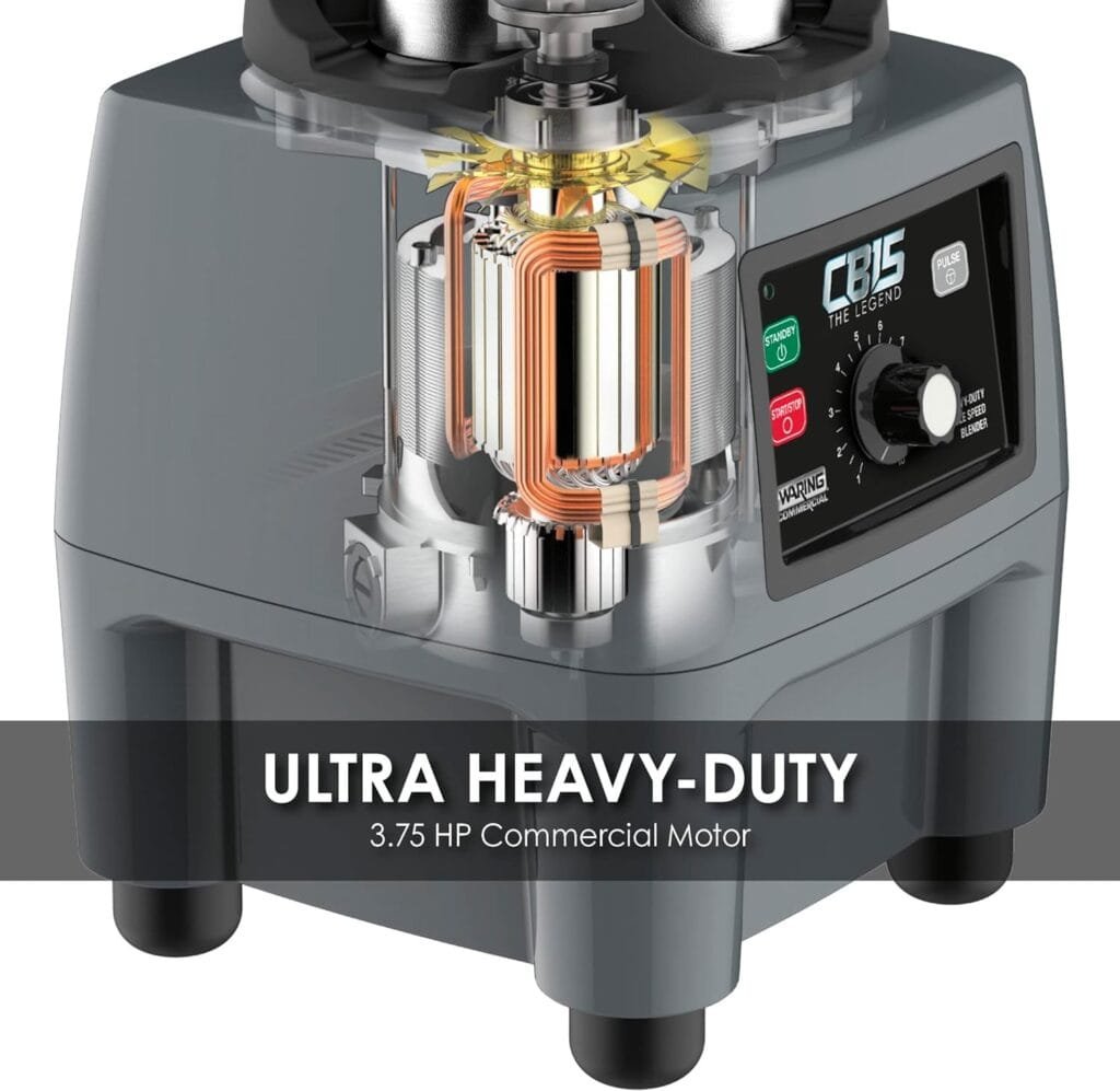 Waring Commercial CB15 Ultra Heavy Duty 3.75 HP Blender, Electric Touchpad Controls with Stainless Steel 1 Gallon Container, 120V, 5-15 Phase Plug,Black Waring Commercial CB15 Ultra Heavy Duty 3.75 HP Blender, Electric Touchpad Controls with Stainless Steel 1 Gallon Container, 120V, 5-15 Phase Plug,Black