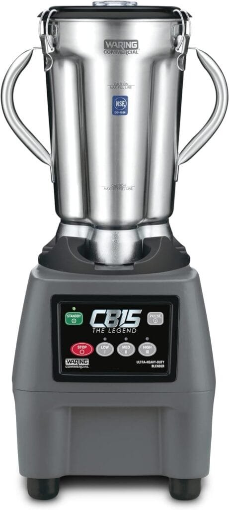 Waring Commercial CB15 Ultra Heavy Duty 3.75 HP Blender, Electric Touchpad Controls with Stainless Steel 1 Gallon Container, 120V, 5-15 Phase Plug,Black Waring Commercial CB15 Ultra Heavy Duty 3.75 HP Blender, Electric Touchpad Controls with Stainless Steel 1 Gallon Container, 120V, 5-15 Phase Plug,Black
