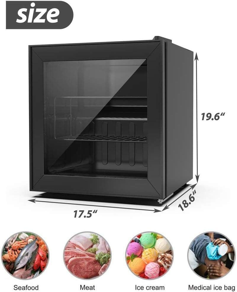 Watoor Compact Mini Freezer with LED Light 3-Layer Glass Display Door 2.1 Cu Ft with 2 Removable Shelves Quiet Upright Freezer 7 Temperature Settings Perfect for Liquor and Ice Cream Watoor Compact Mini Freezer with LED Light 3-Layer Glass Display Door 2.1 Cu Ft with 2 Removable Shelves Quiet Upright Freezer 7 Temperature Settings Perfect for Liquor and Ice Cream