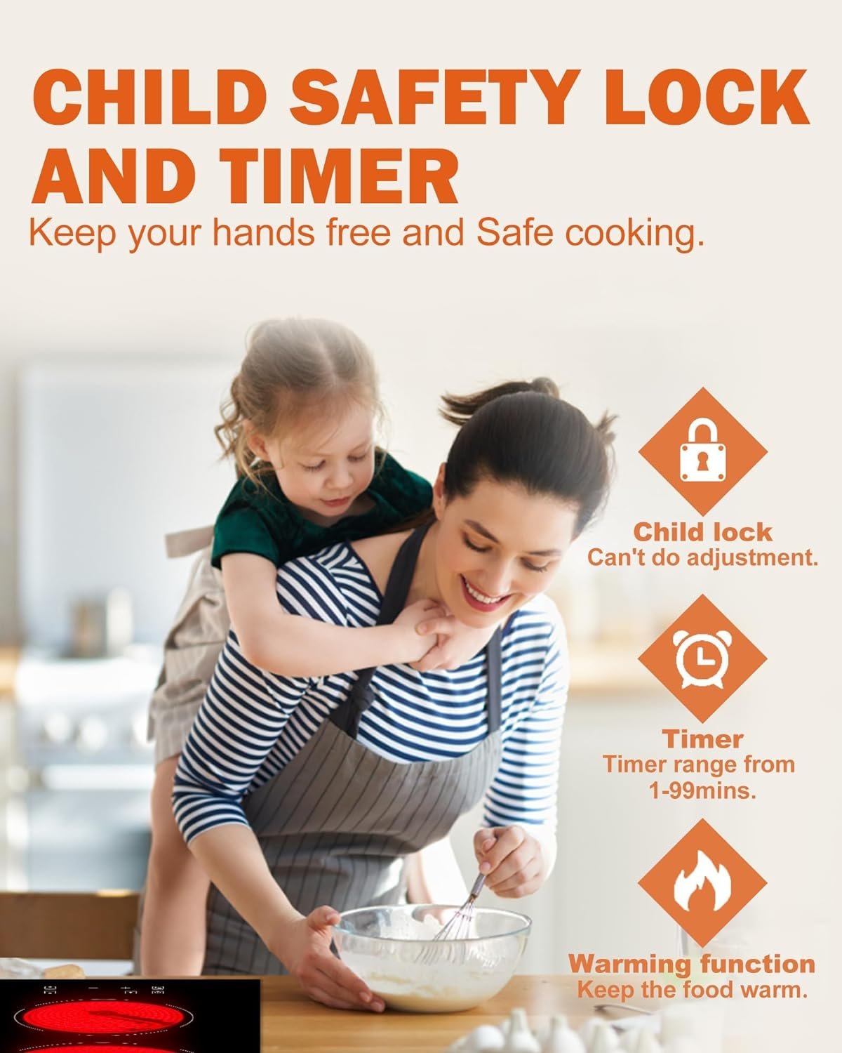 Weceleh Electric Cooktop 30 Inch, Built-in Ceramic Cooktops 6400W, Electric Stove Top with 4 Electric Burners, 9 Heating Level, Kid Safety Lock, Sensor Touch Control, 99Mins Timer, 220-240V (NO PLUG) Weceleh Electric Cooktop 30 Inch, Built-in Ceramic Cooktops 6400W, Electric Stove Top with 4 Electric Burners, 9 Heating Level, Kid Safety Lock, Sensor Touch Control, 99Mins Timer, 220-240V (NO PLUG)