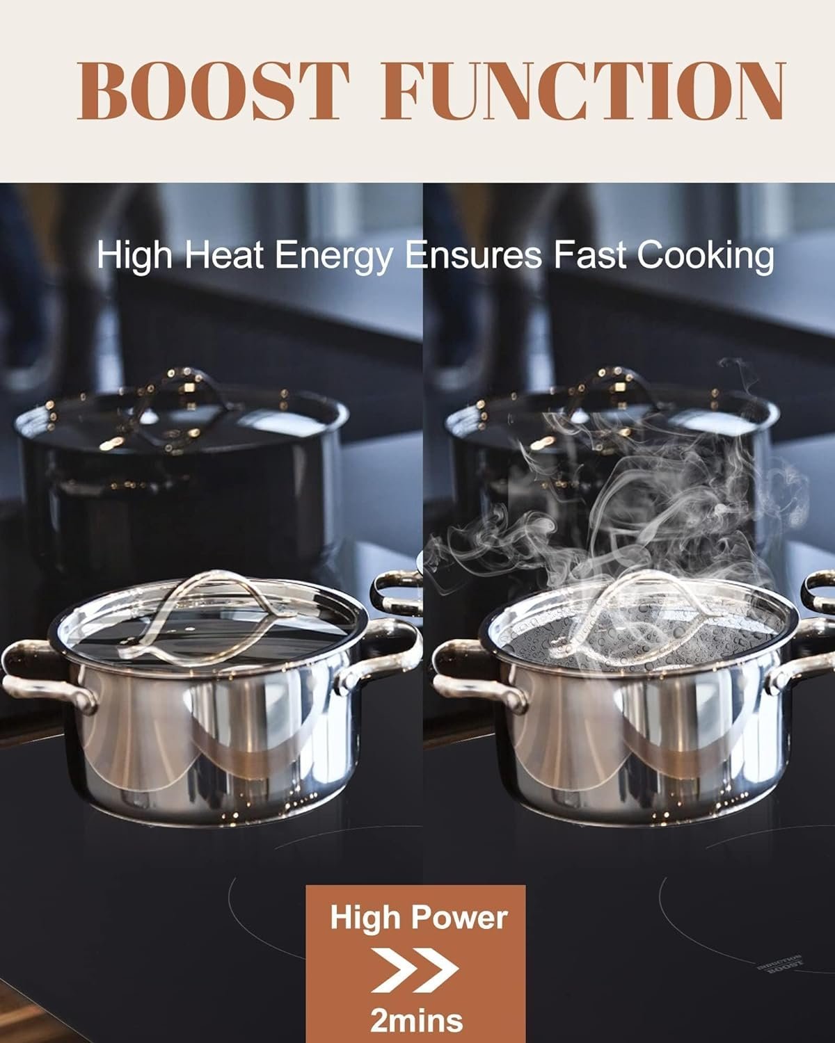Weceleh Induction Cooktop 30 Inch with 4 Burner, Built-in Induction Stove Top 220-240V, Electric Stove Top with Boost Function, Timer  Kid Safety Lock, 9 Power Levels,7000W,(NO PLUG)