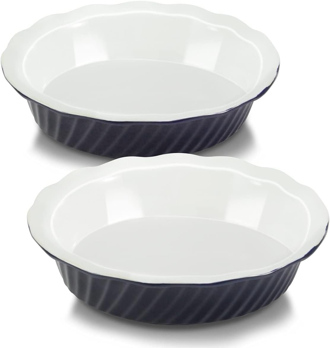 WERTIOO Pie Pan 9 Inch 2 Pack, Ceramic Pie Dish, Pie Plate for Dessert Kitchen, Round Baking Dish Pan for Dinner (Aegean) WERTIOO Pie Pan 9 Inch 2 Pack, Ceramic Pie Dish, Pie Plate for Dessert Kitchen, Round Baking Dish Pan for Dinner (Aegean)