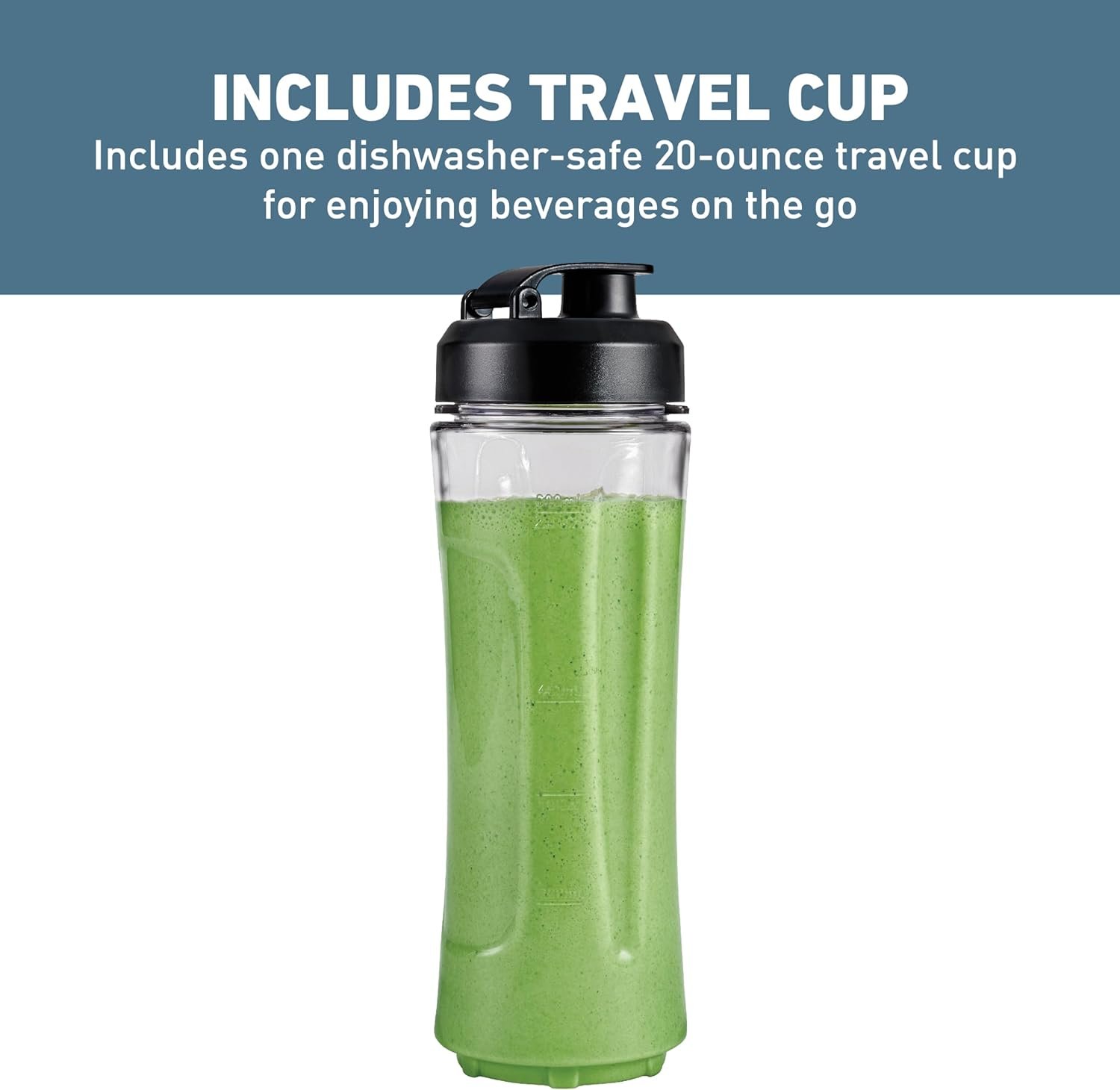 West Bend Blender with 48-Ounce Blending Jar and 20-Ounce Travel Cup, Compact Design with Dial Control, 700-Watts, Black