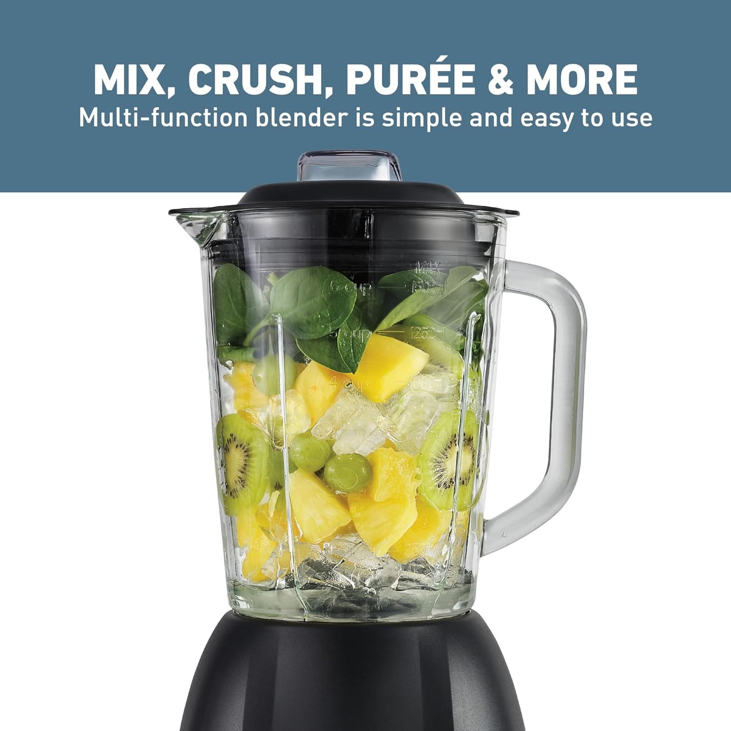 West Bend Blender with 48-Ounce Blending Jar and 20-Ounce Travel Cup, Compact Design with Dial Control, 700-Watts, Black