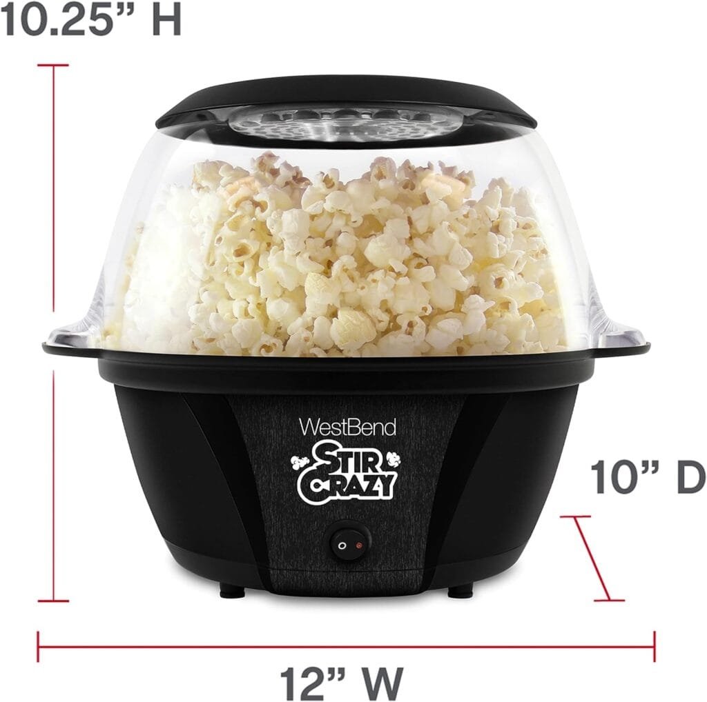 West Bend Stir Crazy Popcorn Machine Electric Hot Oil Popper Includes Large Lid for Serving Bowl and Convenient Nesting Storage, 6-Quart, Red West Bend Stir Crazy Popcorn Machine Electric Hot Oil Popper Includes Large Lid for Serving Bowl and Convenient Nesting Storage, 6-Quart, Red