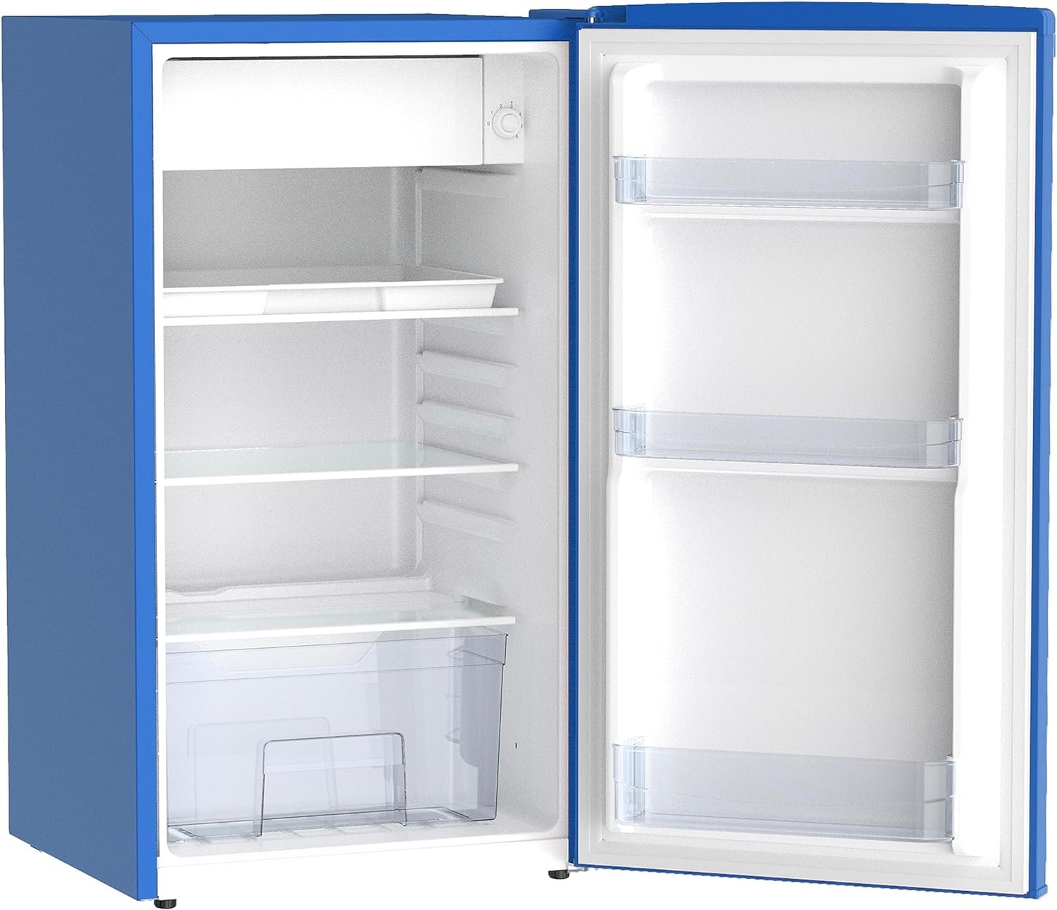 West Bend WB0300RCR2XB Mini Fridge with Freezer Retro-Styled for Home Office or Dorm, Manual Defrost and Adjustable Temperature, 3-Cu.Ft, Black