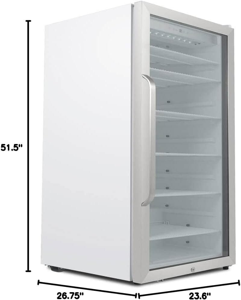 Whynter CBM-815WS Freestanding 8.1 cu. ft. Stainless Steel Merchandiser Superlit Door and Lock – White Commercial Beverage Refrigerator, Silver Whynter CBM-815WS Freestanding 8.1 cu. ft. Stainless Steel Merchandiser Superlit Door and Lock – White Commercial Beverage Refrigerator, Silver