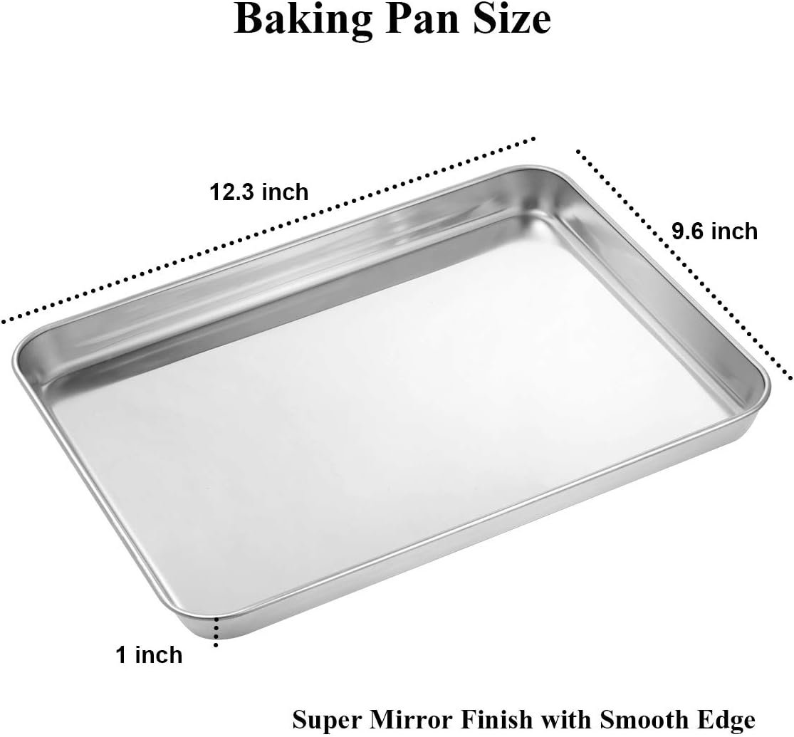 Wildone Baking Sheet with Silicone Mat Set, Stainless Steel Cookie Pan with Baking Mat, Size 16 x 12 x 1 Inch, Set of 4-2 Sheets + 2 Mats