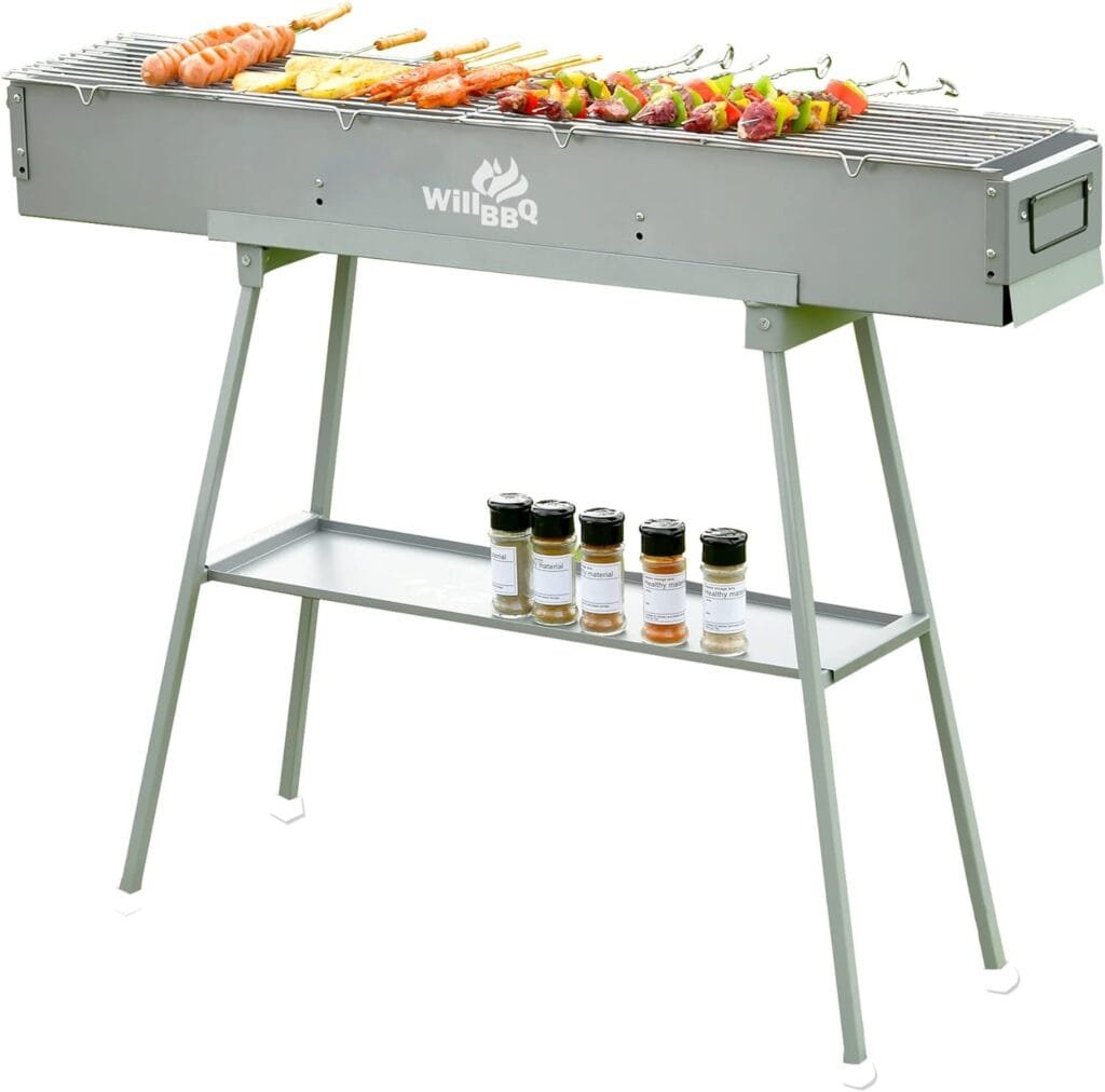 WILLBBQ Commercial Quality Portable Charcoal Grills Multiple Size Hibachi BBQ Lamb Skewer Folded Camping Barbecue Grill for Garden Backyard Party Picnic Travel Outdoor Cooking Use(39.4x7.1x5.1 inch) WILLBBQ Commercial Quality Portable Charcoal Grills Multiple Size Hibachi BBQ Lamb Skewer Folded Camping Barbecue Grill for Garden Backyard Party Picnic Travel Outdoor Cooking Use(39.4x7.1x5.1 inch)