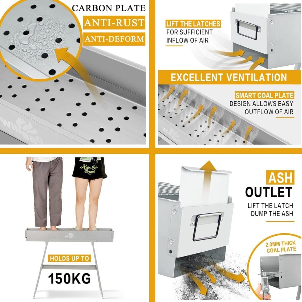 WILLBBQ Commercial Quality Portable Charcoal Grills Multiple Size Hibachi BBQ Lamb Skewer Folded Camping Barbecue Grill for Garden Backyard Party Picnic Travel Outdoor Cooking Use(39.4x7.1x5.1 inch) WILLBBQ Commercial Quality Portable Charcoal Grills Multiple Size Hibachi BBQ Lamb Skewer Folded Camping Barbecue Grill for Garden Backyard Party Picnic Travel Outdoor Cooking Use(39.4x7.1x5.1 inch)