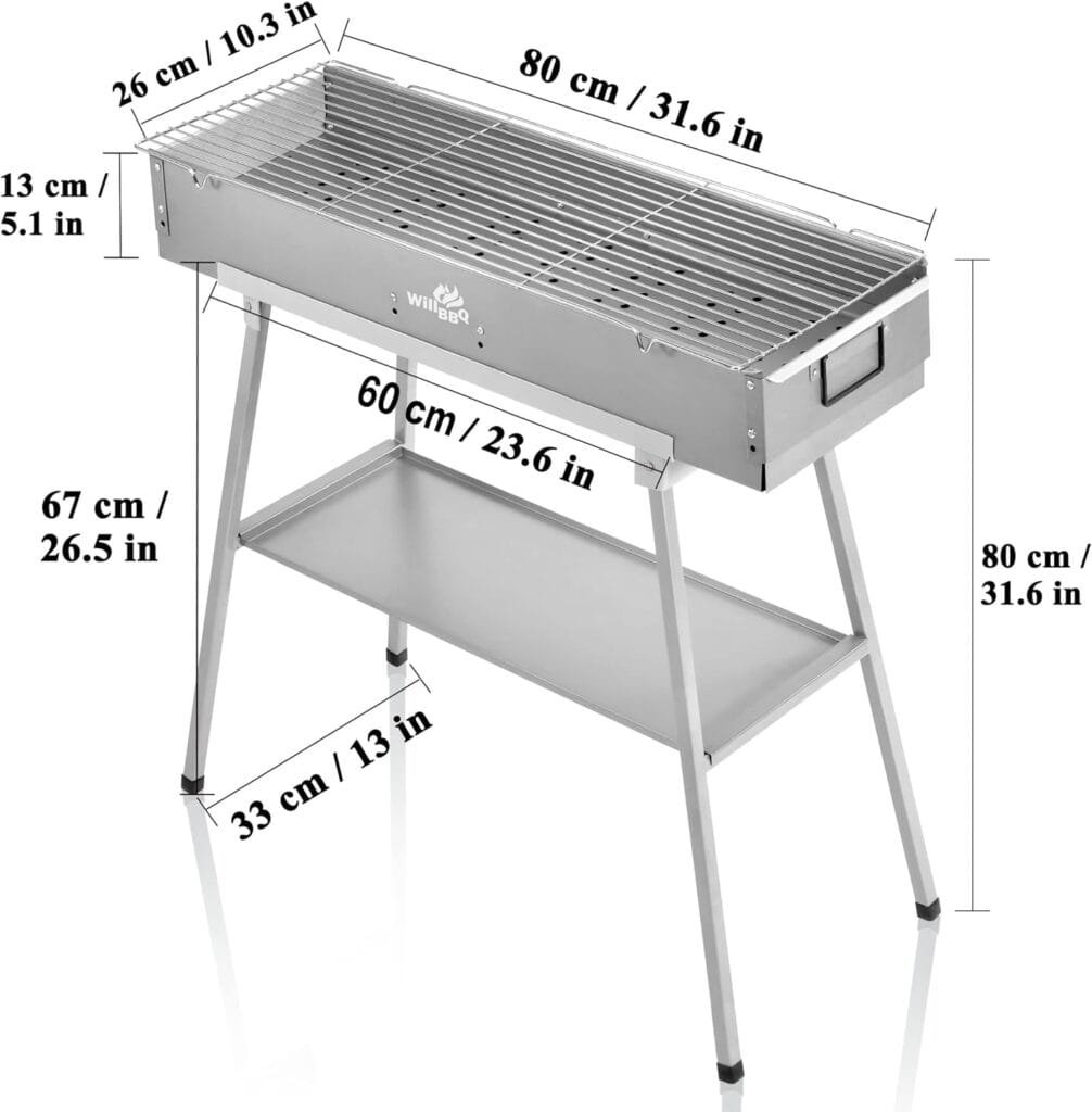 WILLBBQ Commercial Quality Portable Charcoal Grills Multiple Size Hibachi BBQ Lamb Skewer Folded Camping Barbecue Grill for Garden Backyard Party Picnic Travel Outdoor Cooking Use(39.4x7.1x5.1 inch) WILLBBQ Commercial Quality Portable Charcoal Grills Multiple Size Hibachi BBQ Lamb Skewer Folded Camping Barbecue Grill for Garden Backyard Party Picnic Travel Outdoor Cooking Use(39.4x7.1x5.1 inch)