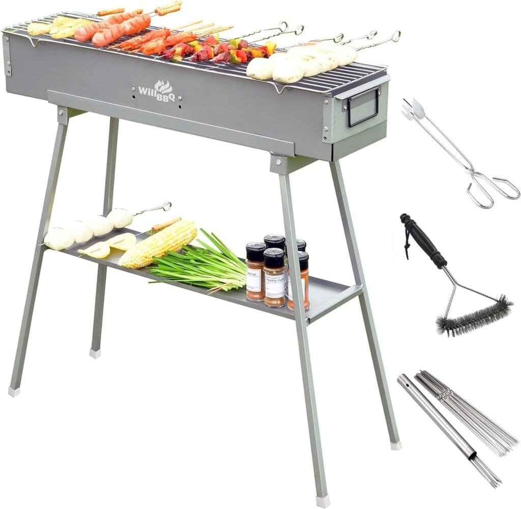 WILLBBQ Commercial Quality Portable Charcoal Grills Multiple Size Hibachi BBQ Lamb Skewer Folded Camping Barbecue Grill for Garden Backyard Party Picnic Travel Outdoor Cooking Use(39.4x7.1x5.1 inch) WILLBBQ Commercial Quality Portable Charcoal Grills Multiple Size Hibachi BBQ Lamb Skewer Folded Camping Barbecue Grill for Garden Backyard Party Picnic Travel Outdoor Cooking Use(39.4x7.1x5.1 inch)