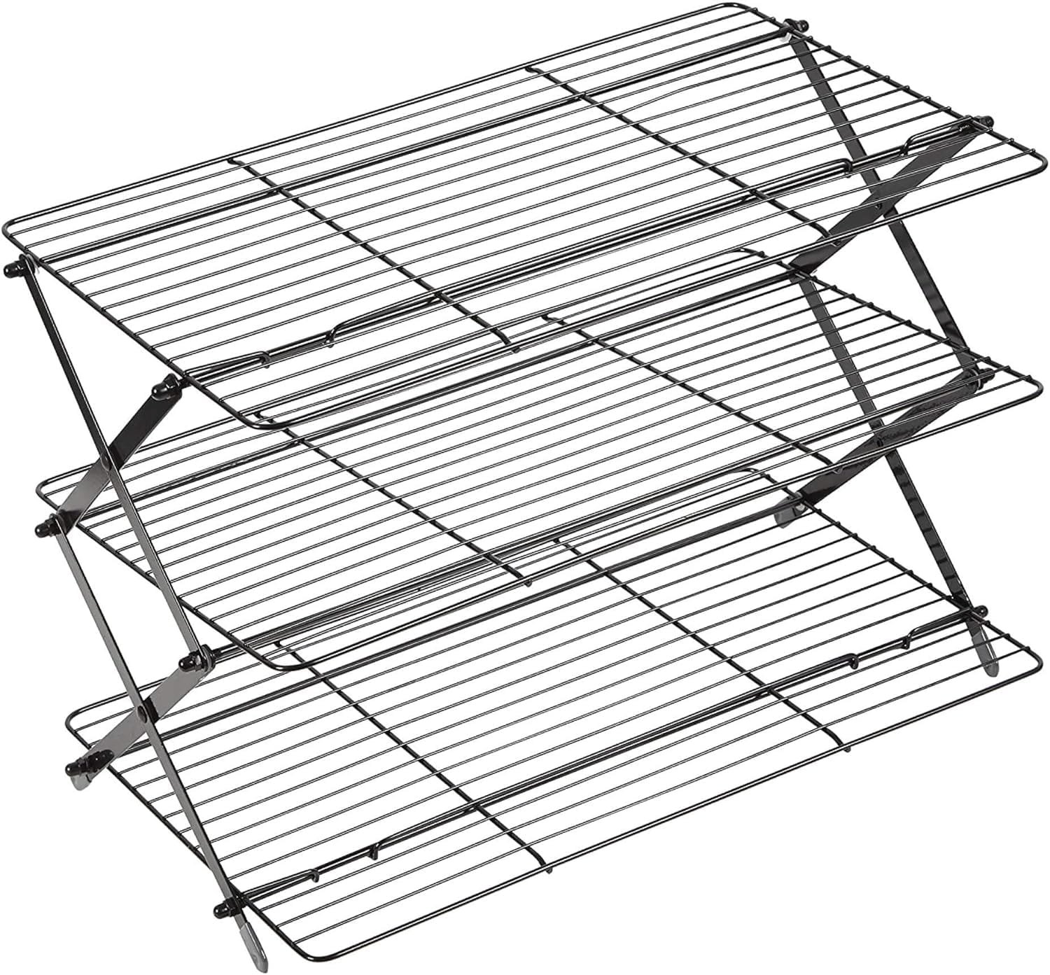 Wilton 3-Tier Folding Cooling Grid - Cool Dozens of Cookies or Treats on an Expandable Cooling Rack, Collapse for Easy Storage, 10 x 16-Inch