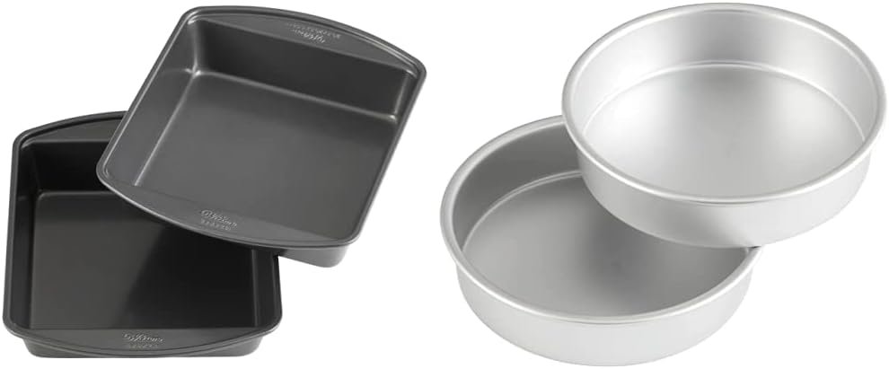 Wilton Perfect Results Premium Non-Stick 8-Inch Square Cake Pans, Bakeware Set of 2, Steel