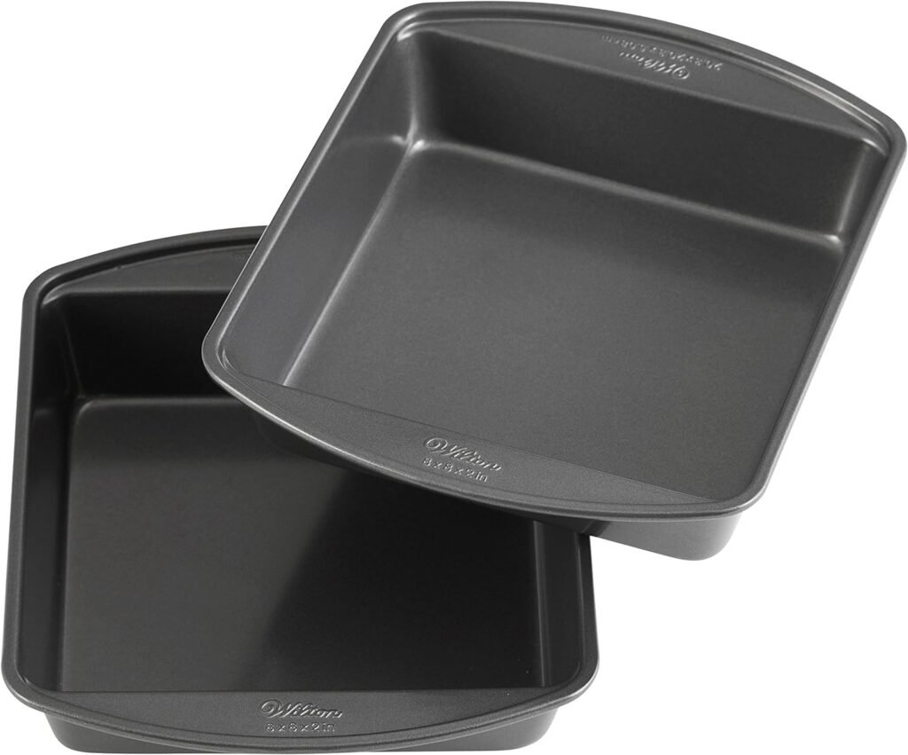 Wilton Perfect Results Premium Non-Stick 8-Inch Square Cake Pans, Bakeware Set of 2, Steel