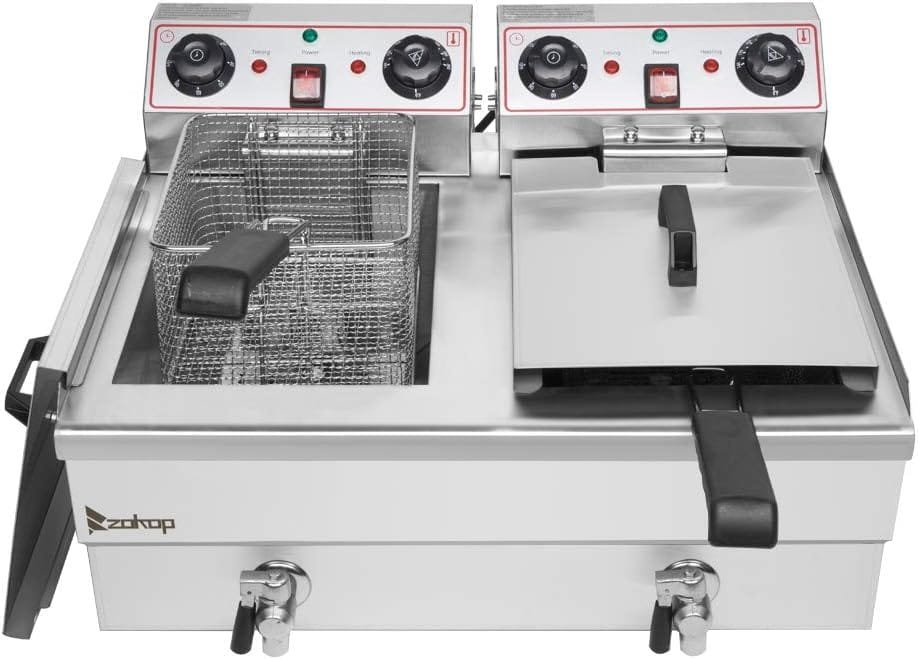 Winado 12.5QT Electric Deep Fryer with Time Control  Oil Filtration, 11.8L Countertop Stainless Steel w/Temperature Control  Basket  Lid Frying Machine, for Home  Commercial 1700W 60Hz 110V