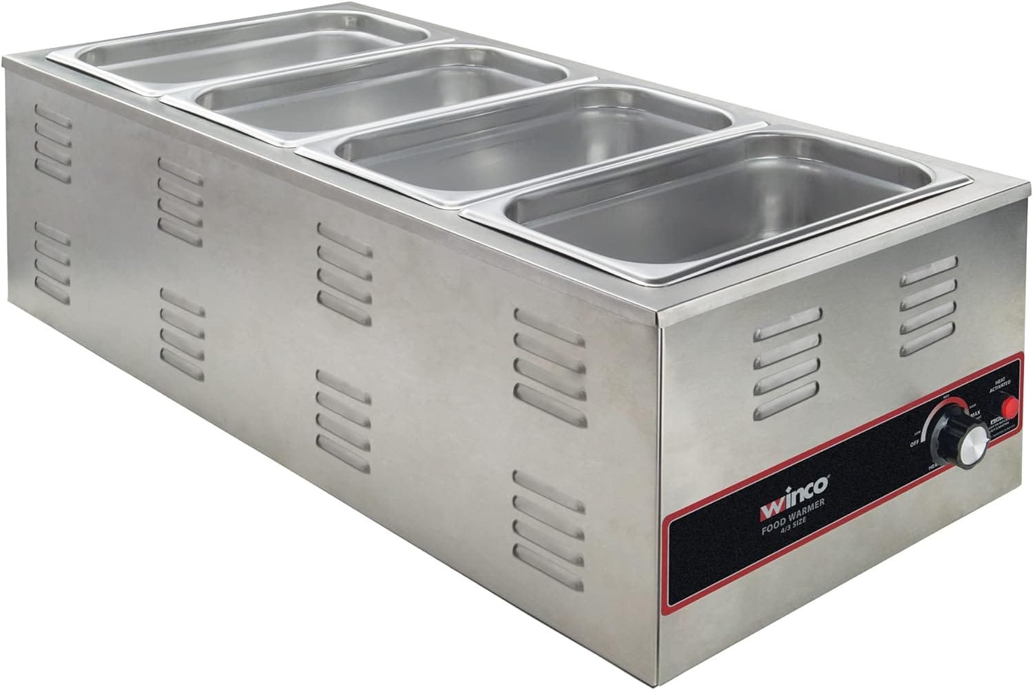 Winco Electric Portable Food Pan Warmer, 1500 W, 120V, 4/3 Size