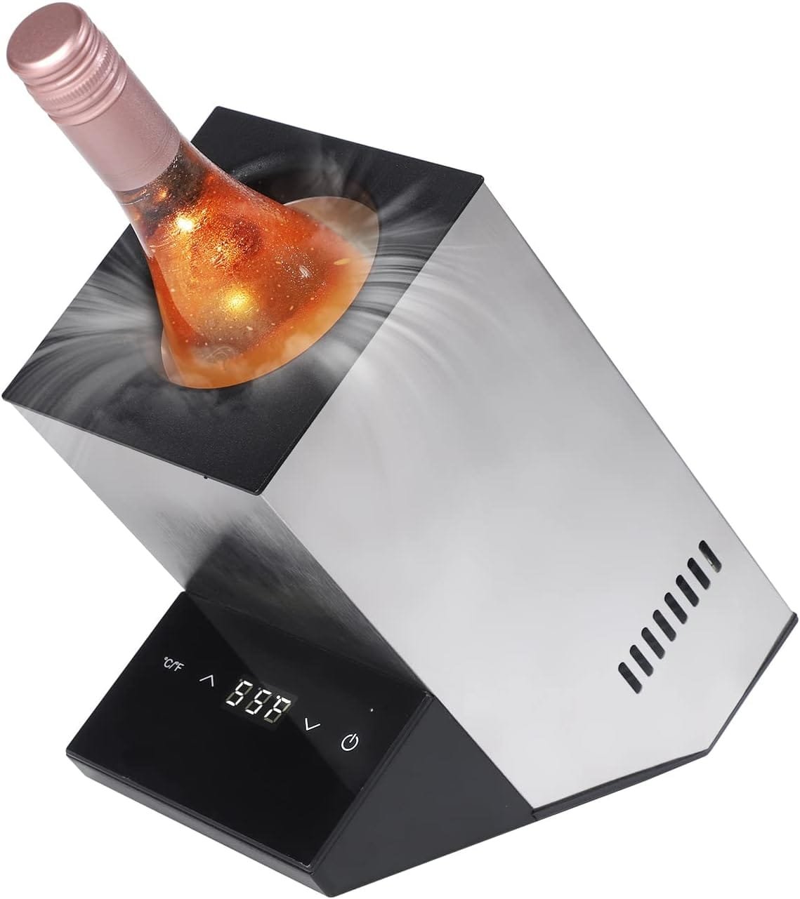 Wine Chiller Electric,Cobalance Wine Chillers Bucket for 750ml Red  White Wine or Some Champagne,Stainless Steel Single Bottle Iceless Wine Cooler,Kitchen Bar RV Wine Accessory,Gift for Wine Lovers