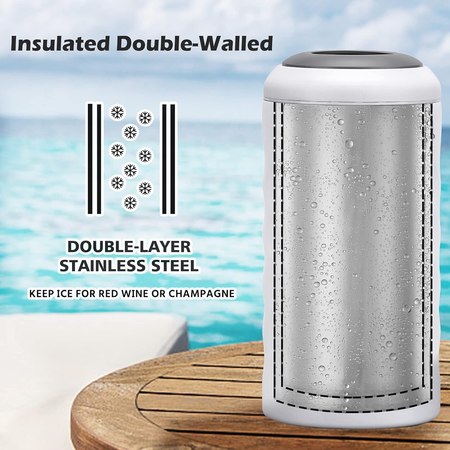 Wine Chiller Single Bottle Stainless Steel Iceless Cooler insulated Wine Bottle Keep Wine Cold up to 6 Hours Fits Most Wine Bottles Gift for Wine Lovers Rapid and Portable