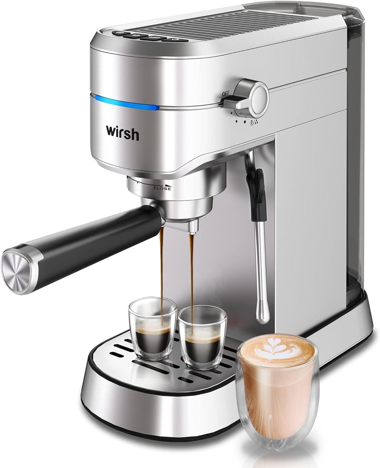 wirsh Espresso Machine,Espresso Maker with Commercial Steamer for Latte and Cappuccino,Expresso Coffee Machine with 42 oz Removable Water Tank,Stainless Steel (Home Barista) wirsh Espresso Machine,Espresso Maker with Commercial Steamer for Latte and Cappuccino,Expresso Coffee Machine with 42 oz Removable Water Tank,Stainless Steel (Home Barista)