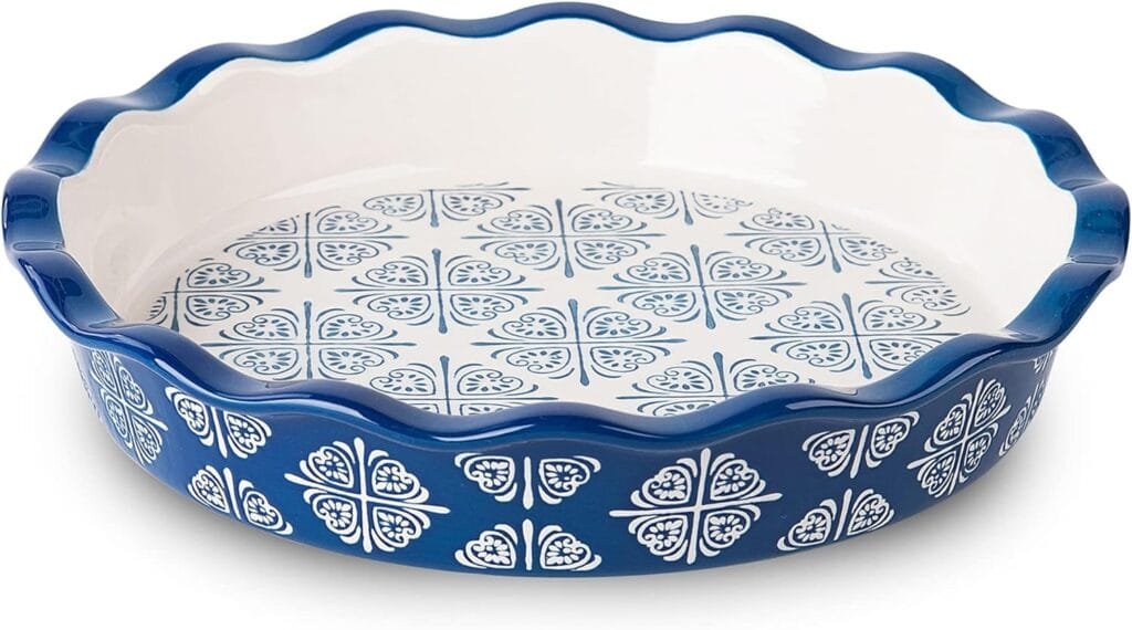 Wisenvoy Pie Pan Ceramic Pie Dish Blue Pie Plate Porcelain Deep Dish Pie Pan Non-Stick Pie Pans