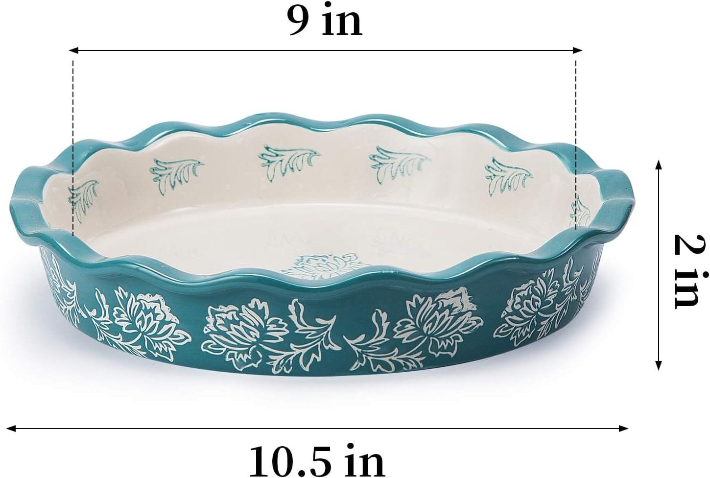 Wisenvoy Pie Pan Ceramic Pie Dish Pie Plate Porcelain Deep Dish Pie Pan Non-Stick Pie Pans