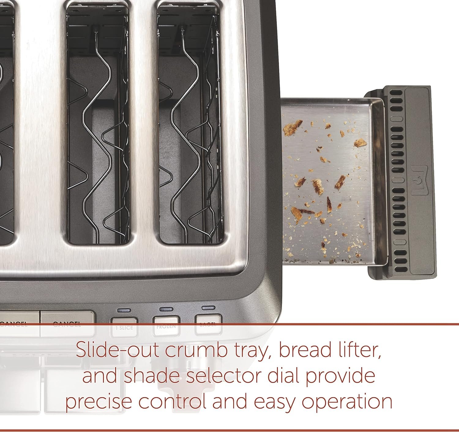 Wolf Gourmet 4-Slice Extra-Wide Slot Toaster with Shade Selector, Bagel and Defrost Settings, Red Knob, Stainless Steel (WGTR154S) Wolf Gourmet 4-Slice Extra-Wide Slot Toaster with Shade Selector, Bagel and Defrost Settings, Red Knob, Stainless Steel (WGTR154S)