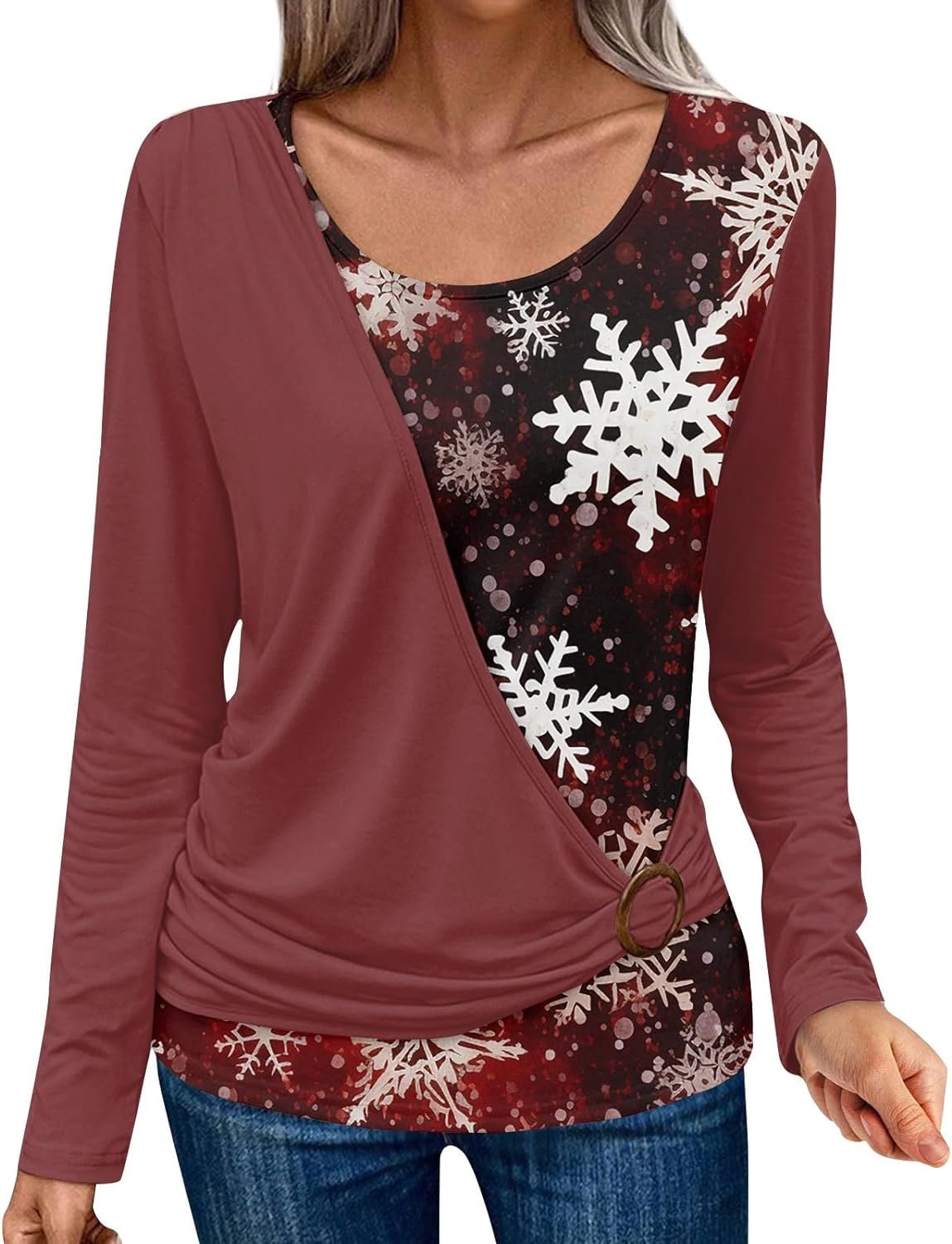 Women Long Sleeve Fake Two-Piece Tops Crewneck T Shirts Casual Loose Print Blouse Shirts Fall Fashion Pullover Top Women Long Sleeve Fake Two-Piece Tops Crewneck T Shirts Casual Loose Print Blouse Shirts Fall Fashion Pullover Top