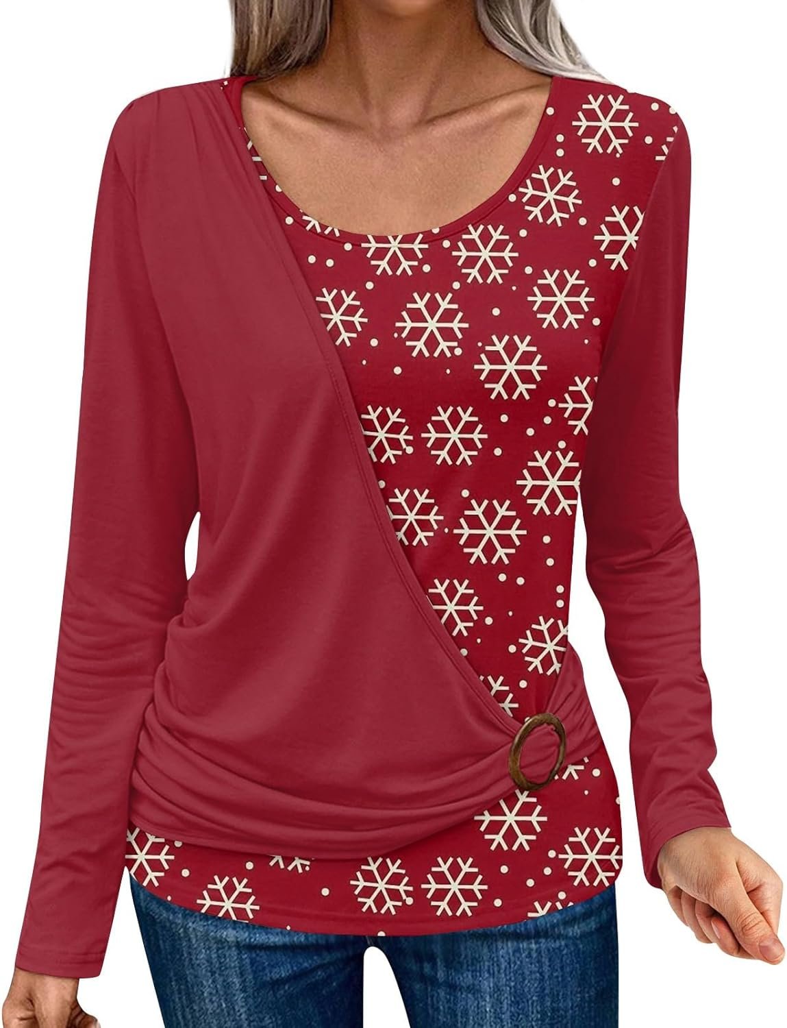 Women Long Sleeve Fake Two-Piece Tops Crewneck T Shirts Casual Loose Print Blouse Shirts Fall Fashion Pullover Top Women Long Sleeve Fake Two-Piece Tops Crewneck T Shirts Casual Loose Print Blouse Shirts Fall Fashion Pullover Top