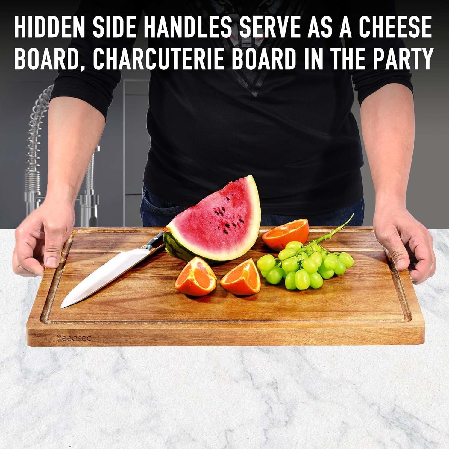 Wood Cutting Boards for Kitchen, Large Charcuterie boards,Reversible Wooden Chopping Board With Juice Grooves and Handles,Ideal for Chopping Meat, Vegetables, Fruits, Bread, Cheese, 17x12 Wood Cutting Boards for Kitchen, Large Charcuterie boards,Reversible Wooden Chopping Board With Juice Grooves and Handles,Ideal for Chopping Meat, Vegetables, Fruits, Bread, Cheese, 17x12