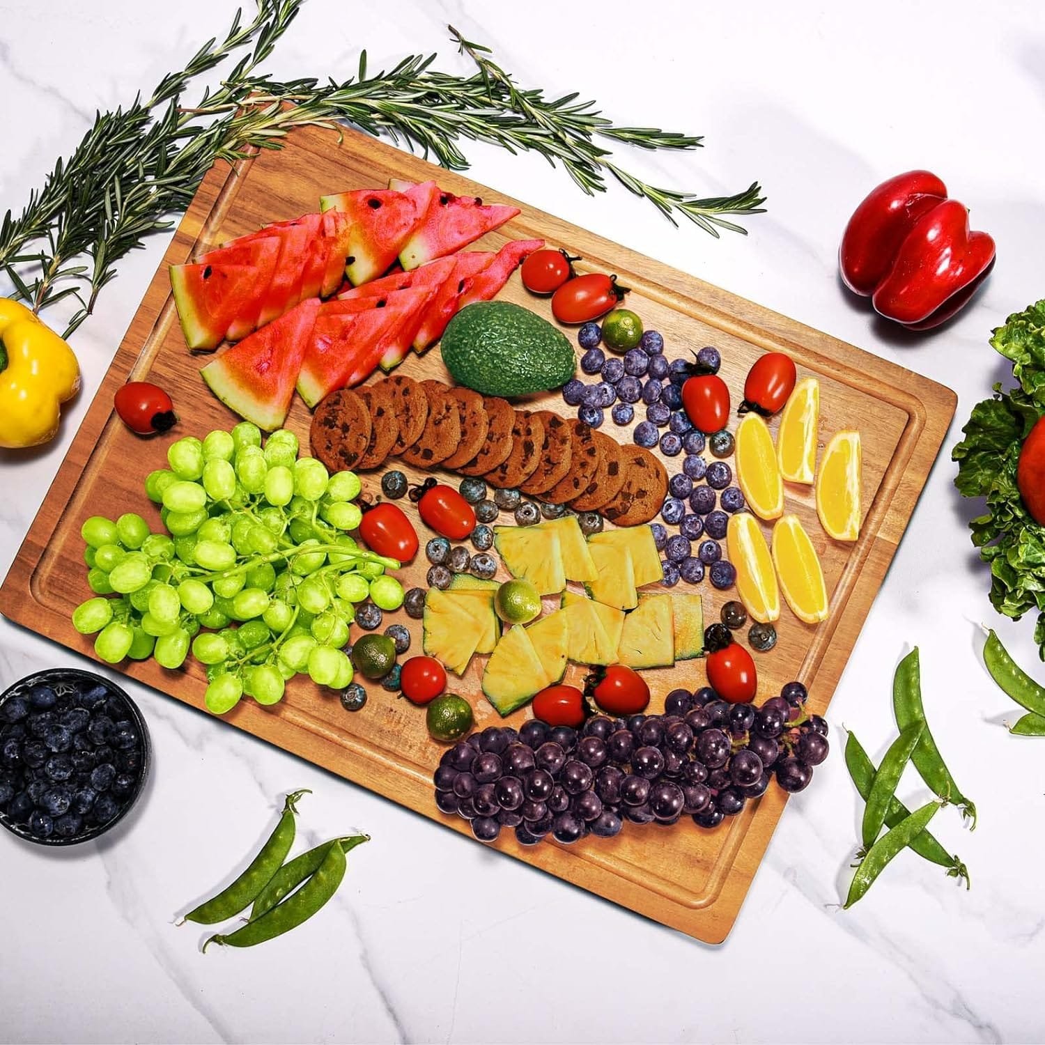 Wood Cutting Boards for Kitchen, Large Charcuterie boards,Reversible Wooden Chopping Board With Juice Grooves and Handles,Ideal for Chopping Meat, Vegetables, Fruits, Bread, Cheese, 17x12 Wood Cutting Boards for Kitchen, Large Charcuterie boards,Reversible Wooden Chopping Board With Juice Grooves and Handles,Ideal for Chopping Meat, Vegetables, Fruits, Bread, Cheese, 17x12