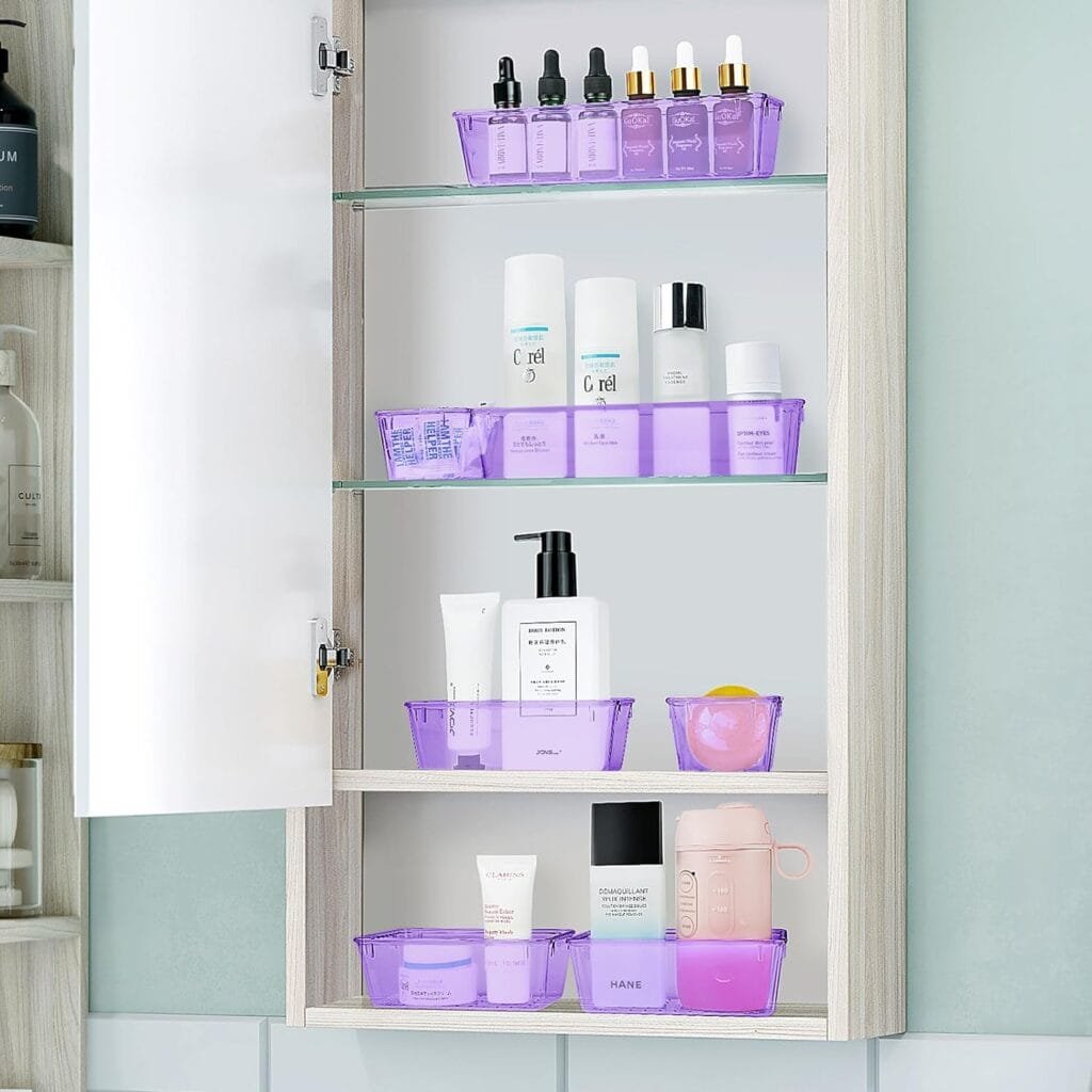 WOWBOX 25 PCS Clear Plastic Drawer Organizer Set, 4 Sizes Desk Drawer Divider Organizers and Storage Bins for Makeup, Jewelry, Gadgets for Kitchen, Bedroom, Bathroom, Office