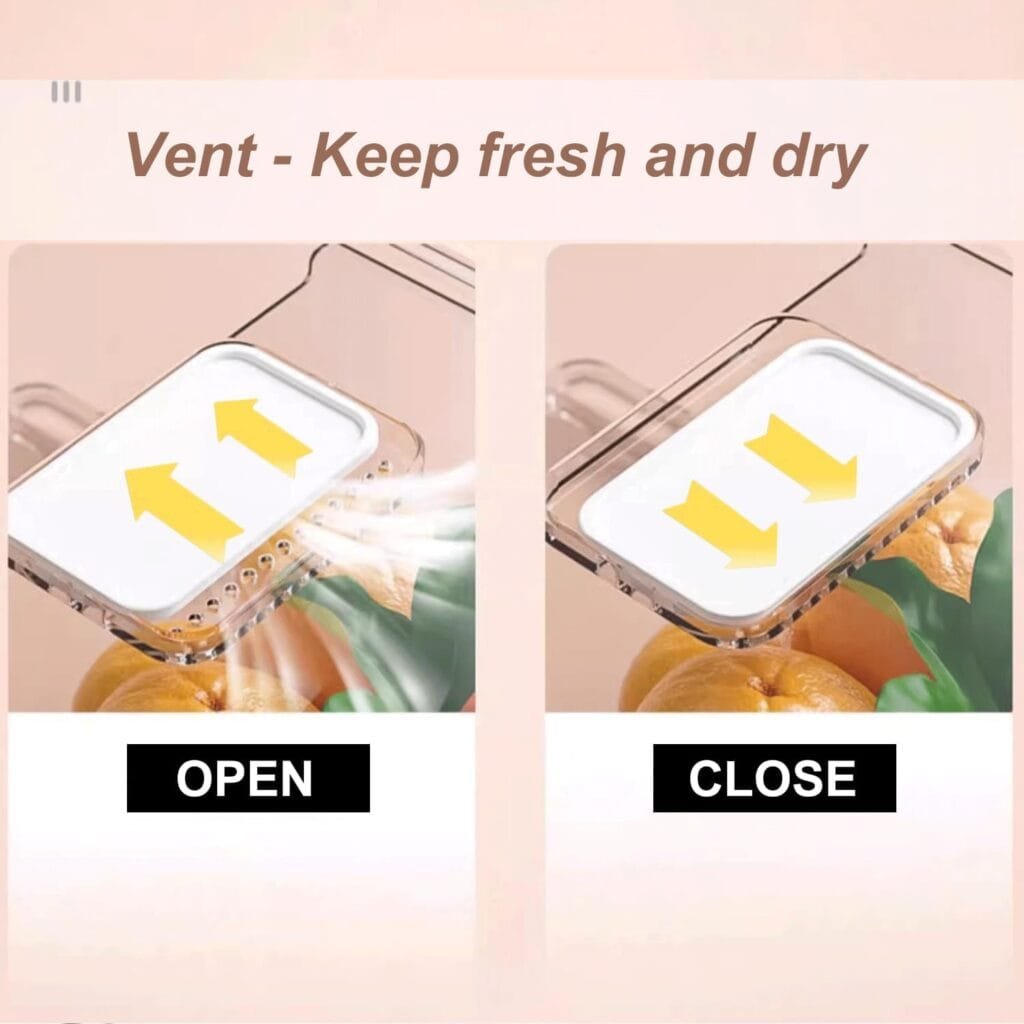 Yatmung Extra-Large Fridge Drawers with Ventilation System - Stackable clear plastic organizer drawers - Fruit, deli, freezer, kitchen organization -Pull out refrigerator storage bins (1 Pack -Deepen)