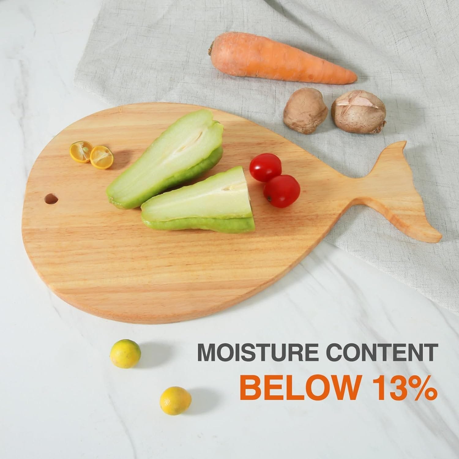 YSTKC Rubber Wood Cutting Board with Handle 15 x 9 Inch, Wooden Serving Board with Handle, Cutting Chopping Board for Kitchen Home Baking, Fruits, Vegetables, Charcuterie, Cheese, Bread