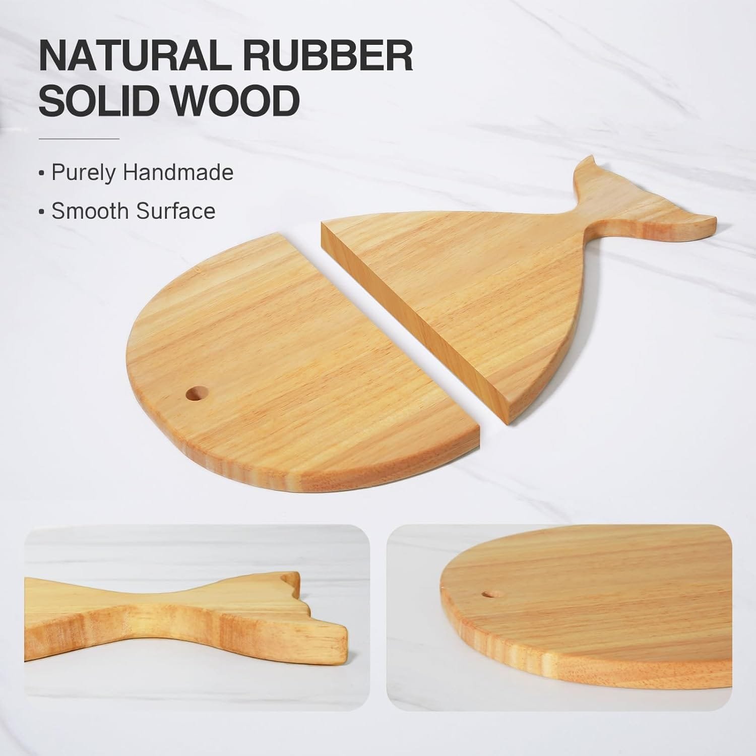 YSTKC Rubber Wood Cutting Board with Handle 15 x 9 Inch, Wooden Serving Board with Handle, Cutting Chopping Board for Kitchen Home Baking, Fruits, Vegetables, Charcuterie, Cheese, Bread