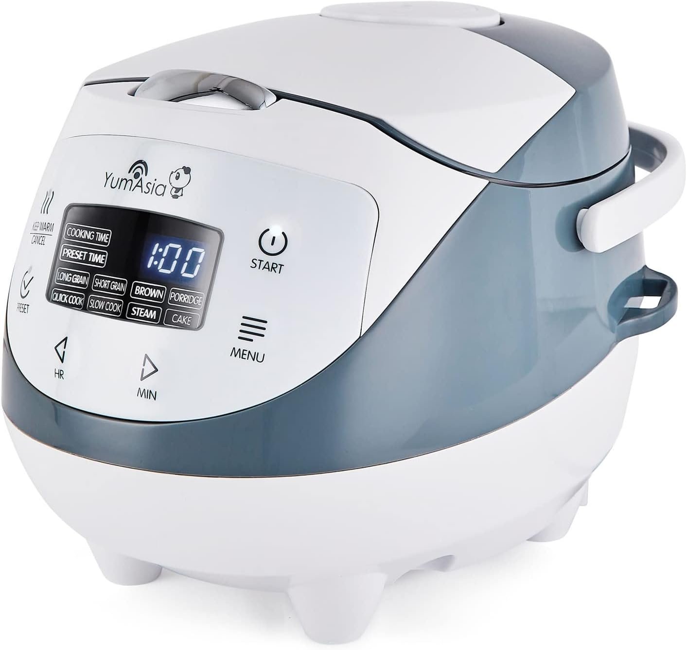 Yum Asia Panda Mini Rice Cooker With Ninja Ceramic Bowl and Advanced Fuzzy Logic (3.5 cup, 0.63 litre) 4 Rice Cooking Functions, 4 Multicooker functions, Digital LED display - 120V
